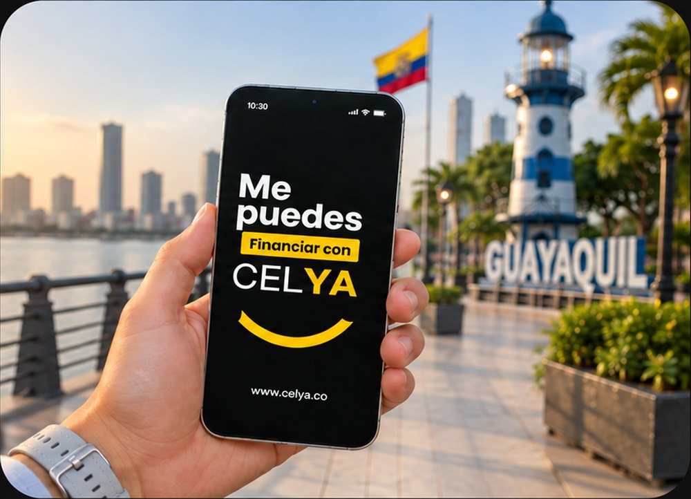 Celular con CELYA en el Malecón de Guayaquil